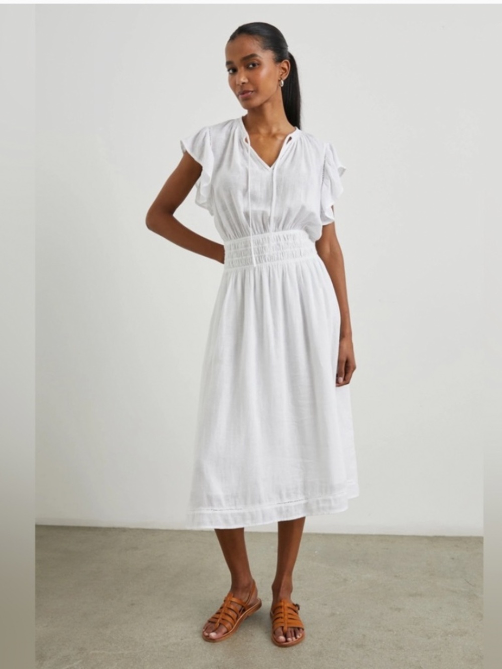 NWT Rails Iona White Linen Blend Dress Sz L